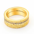 Geometric gold zircon ring for women showing angular design and electroplated finish