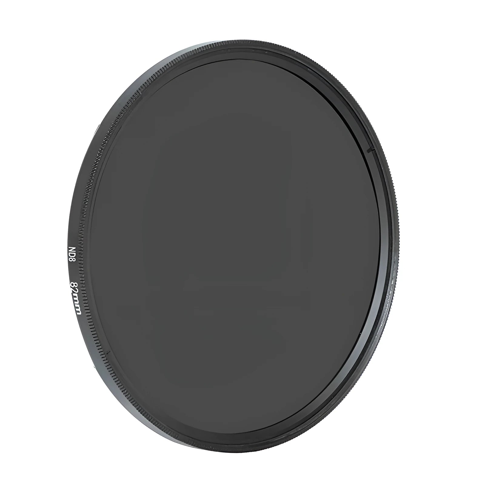ND8 digital camera filter with aviation aluminium frame showing lens thread sizes from 49mm to 82mm.