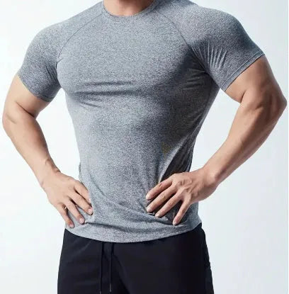 Men's tight stretch quick-drying running t-shirt in polyester fabric