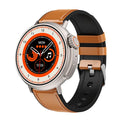 K9 smartwatch with round screen on silicone strap, showing health stats and NFC payment icon.