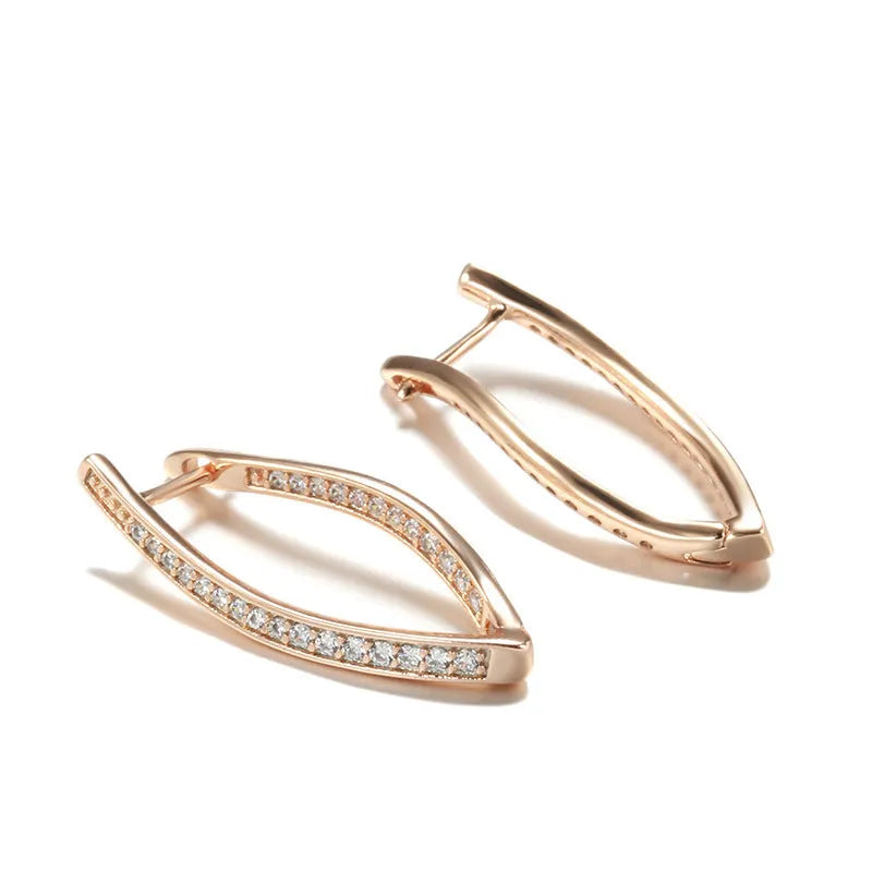 Geometric copper drop earrings for women with zircon stone accents in colour H0493.