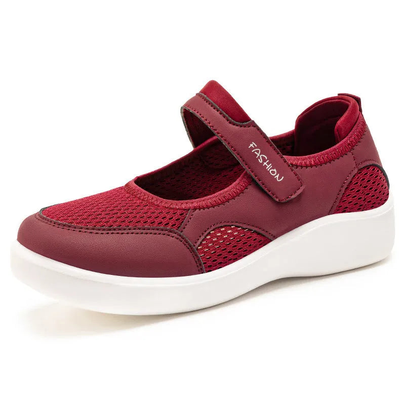 Women's casual shoes with mesh upper and Velcro fastening in various colours