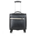 Black PU leather business case with airplane wheels and locking mechanism