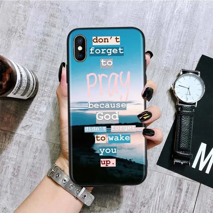 Black silicone Jesus Cross mobile phone case for Apple iPhone with textured grip