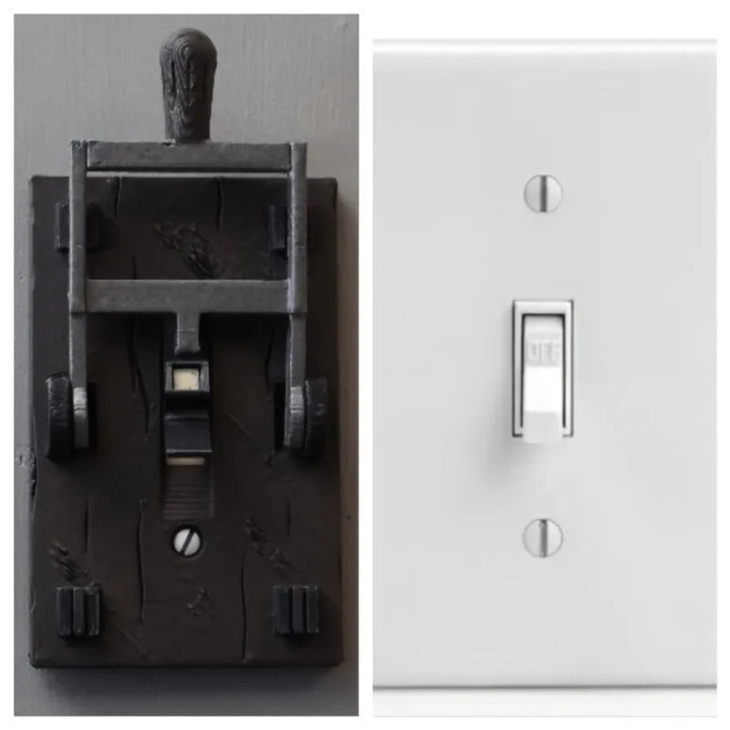Retro decorative mechanical light switch with exposed installation for wall mounting