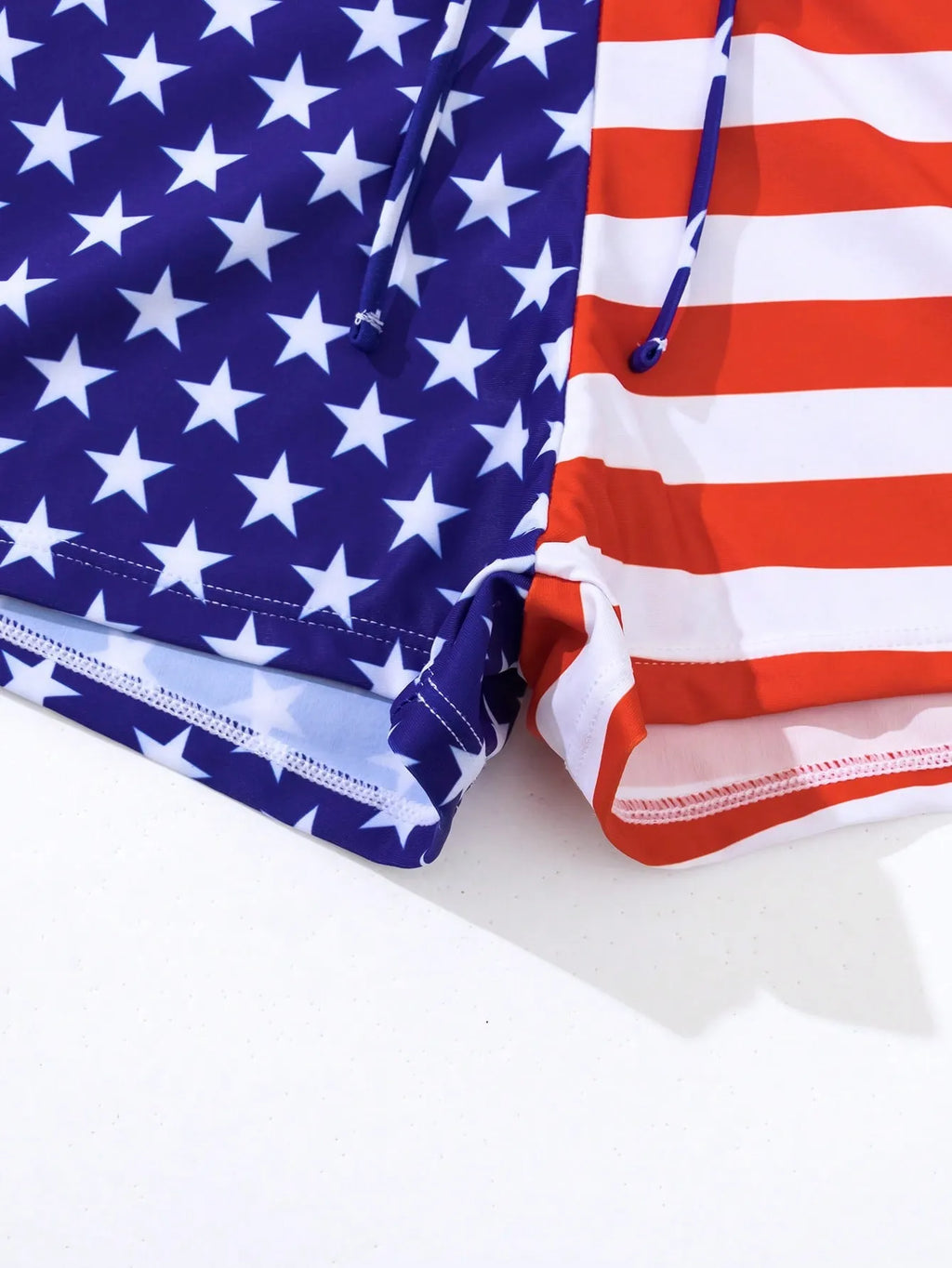 Women's high waist boxer swimsuit with drawstring waist in Stars and Stripes pattern
