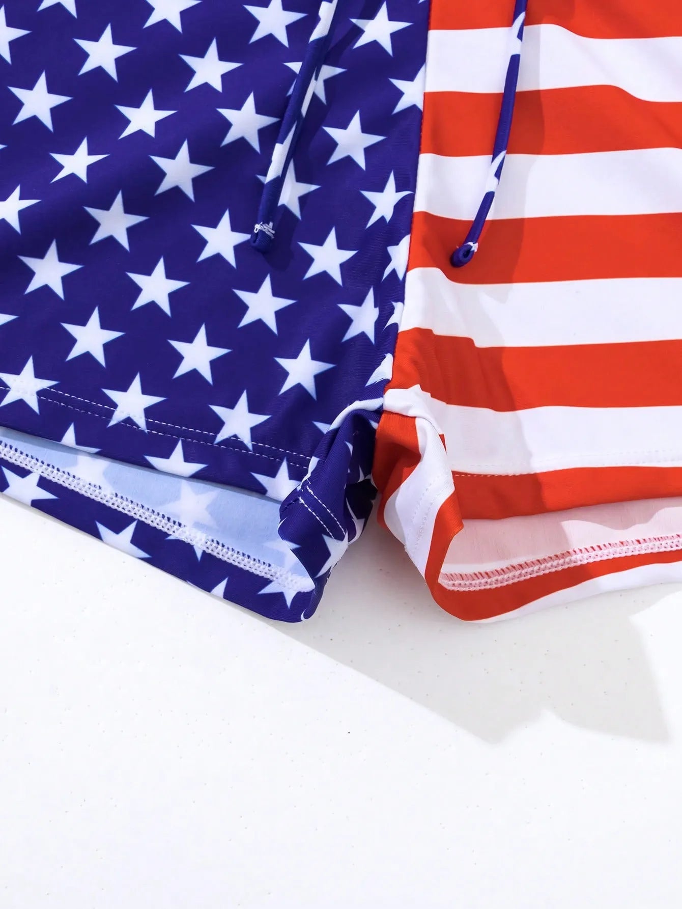 Women's high waist boxer swimsuit with drawstring waist in Stars and Stripes pattern
