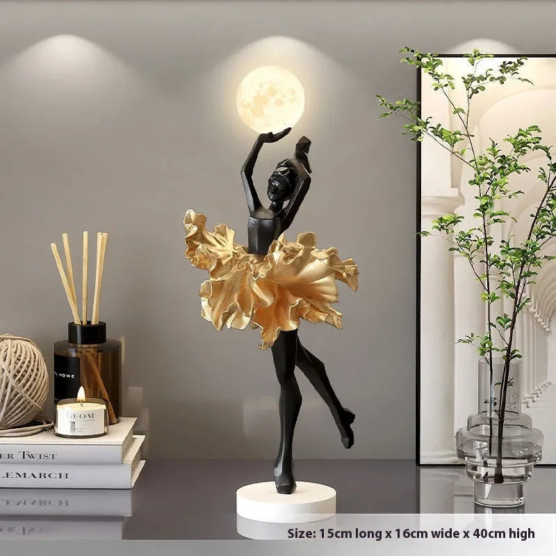 Art Girl Atmosphere resin USB night light ornament in black gold, white, pink, or light blue.