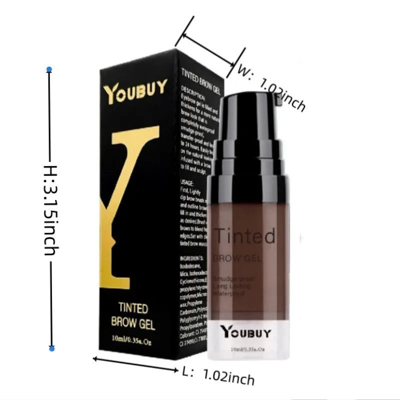 Waterproof brow cream tube in brown shade with applicator for eyebrow definition