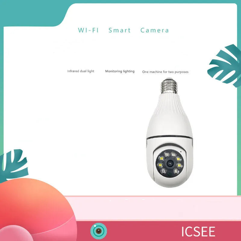 Minions-themed wireless security camera with wide-angle lens showing 3MP full-colour HD resolution specifications