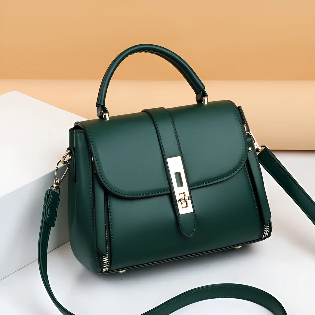 Women's soft PU leather shoulder bag in square vertical messenger style