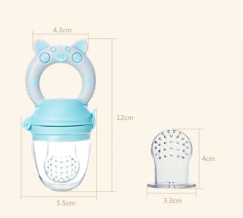 Blue, green, and pink BPA-free silicone baby teethers showing one and three mouthpiece style options.