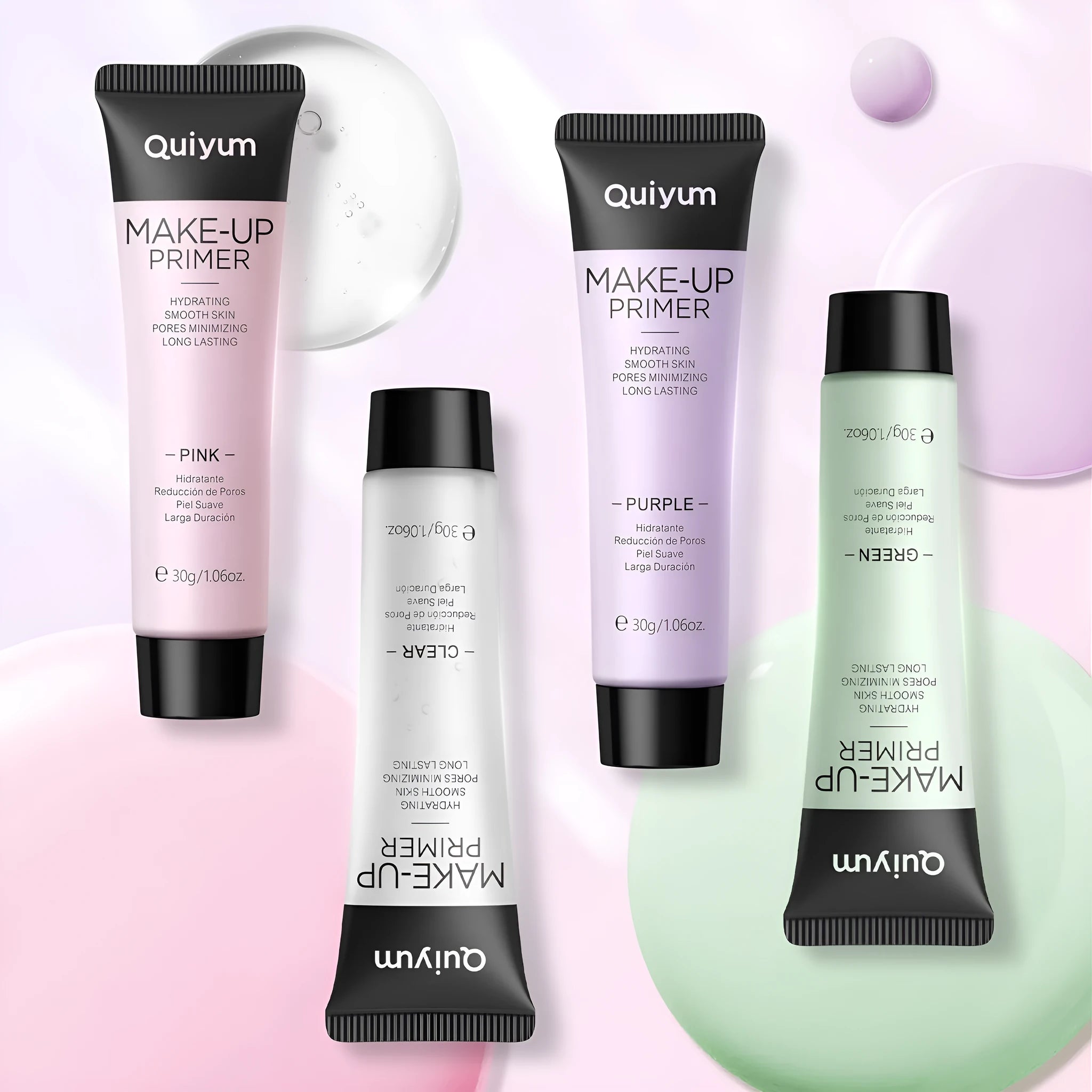 30g colour-correcting makeup primer in purple, pink and green shades