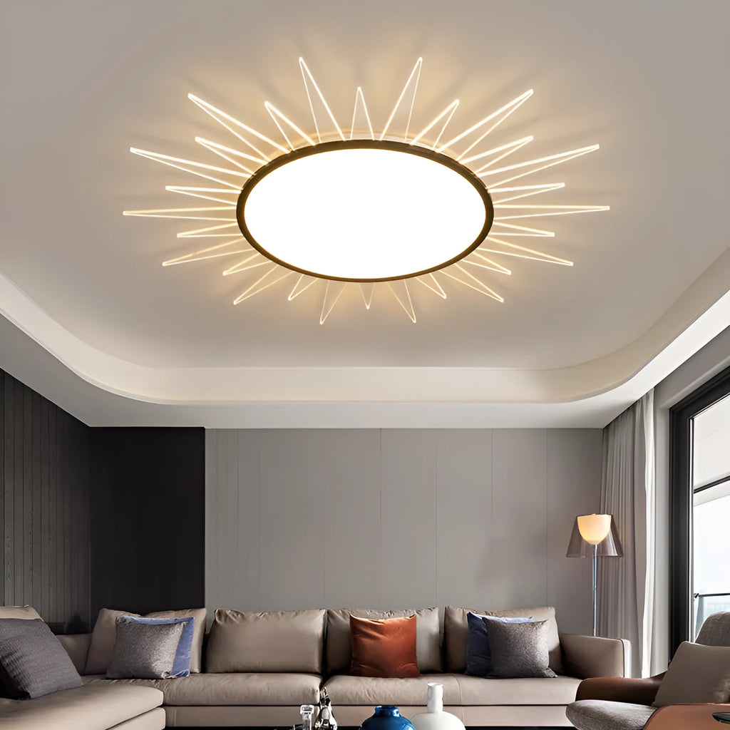 Modern round aluminium LED ceiling lamp with remote control dimming for living rooms