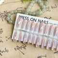 Retro cat eye long ladder fake nails for ladies in Moon Rhyme colour with ultra-thin seamless design 40 pieces