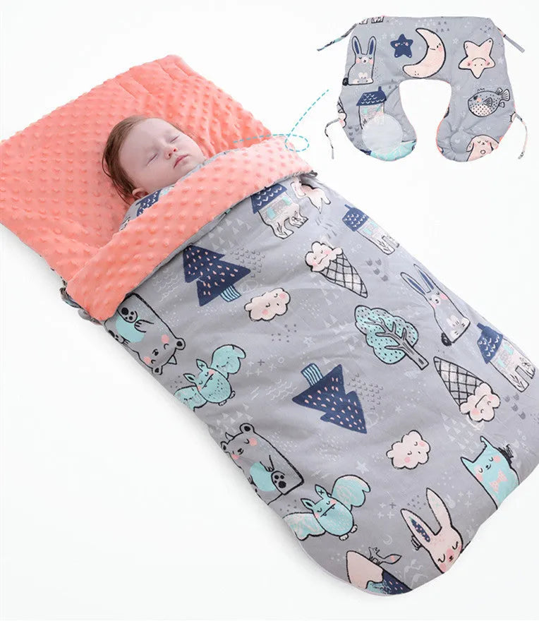 Newborn baby fleece blanket stroller cover 80x46cm blue starry sky pattern with 3D foaming lining