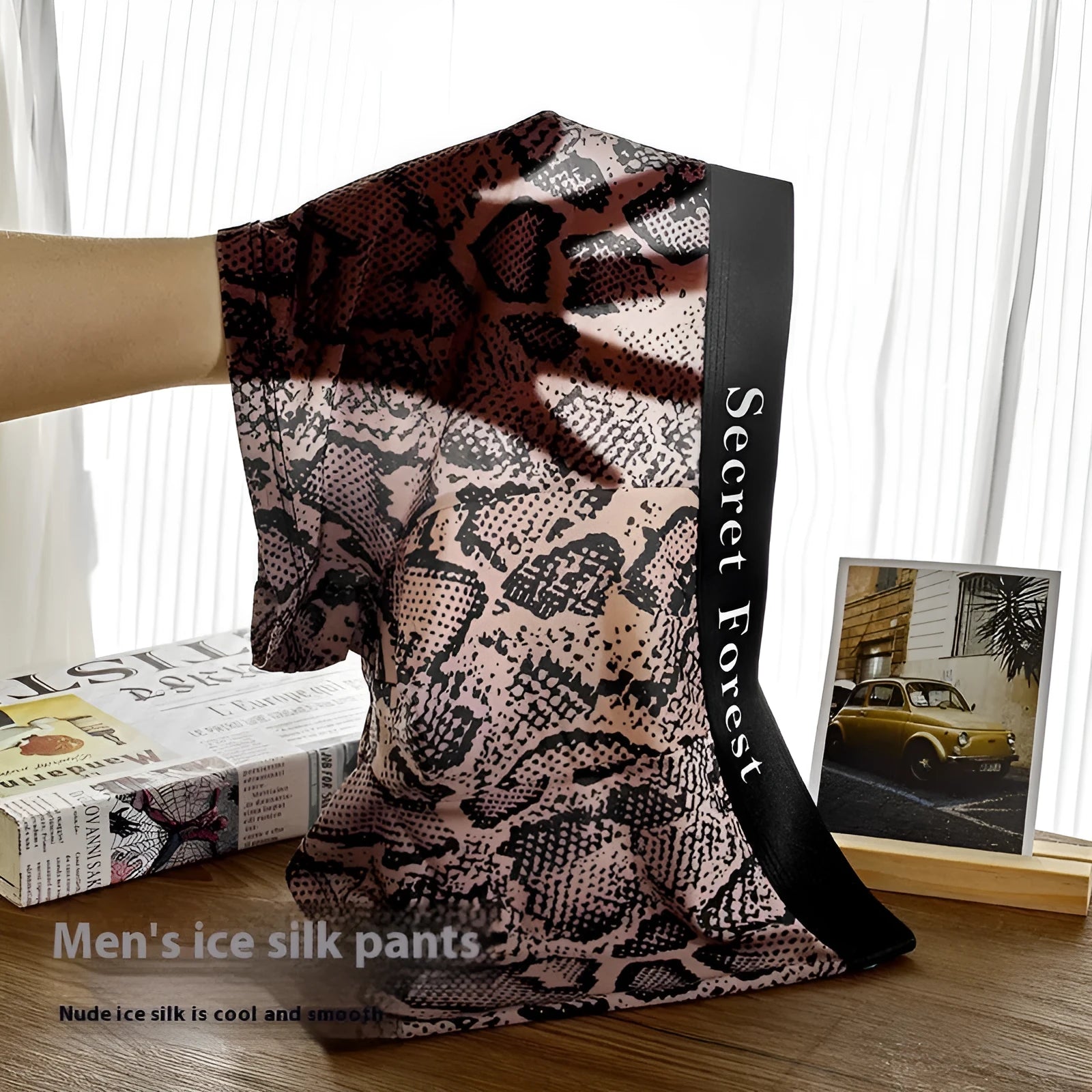 Men's loose-fitting thin boxer shorts in black, available in sizes L, XL, 2XL and 3XL
