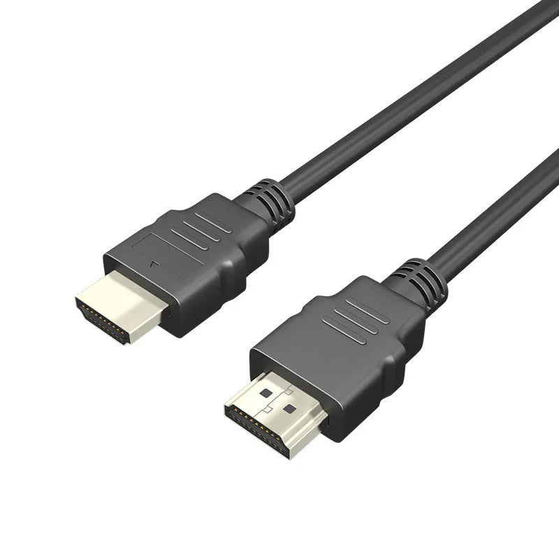 Black HDMI data cable with metal connectors for set-top box connection
