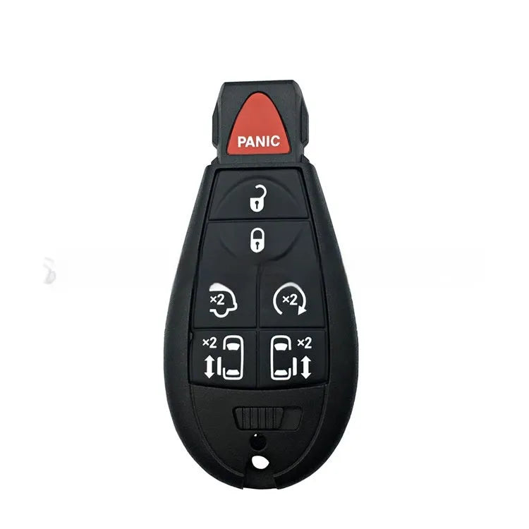 ABS brass replacement car key shell for Dodge and Chrysler vehicles, showing dimensions