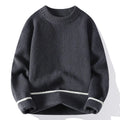 Men's grey loose fit round neck pullover sweater for casual autumn winter wear