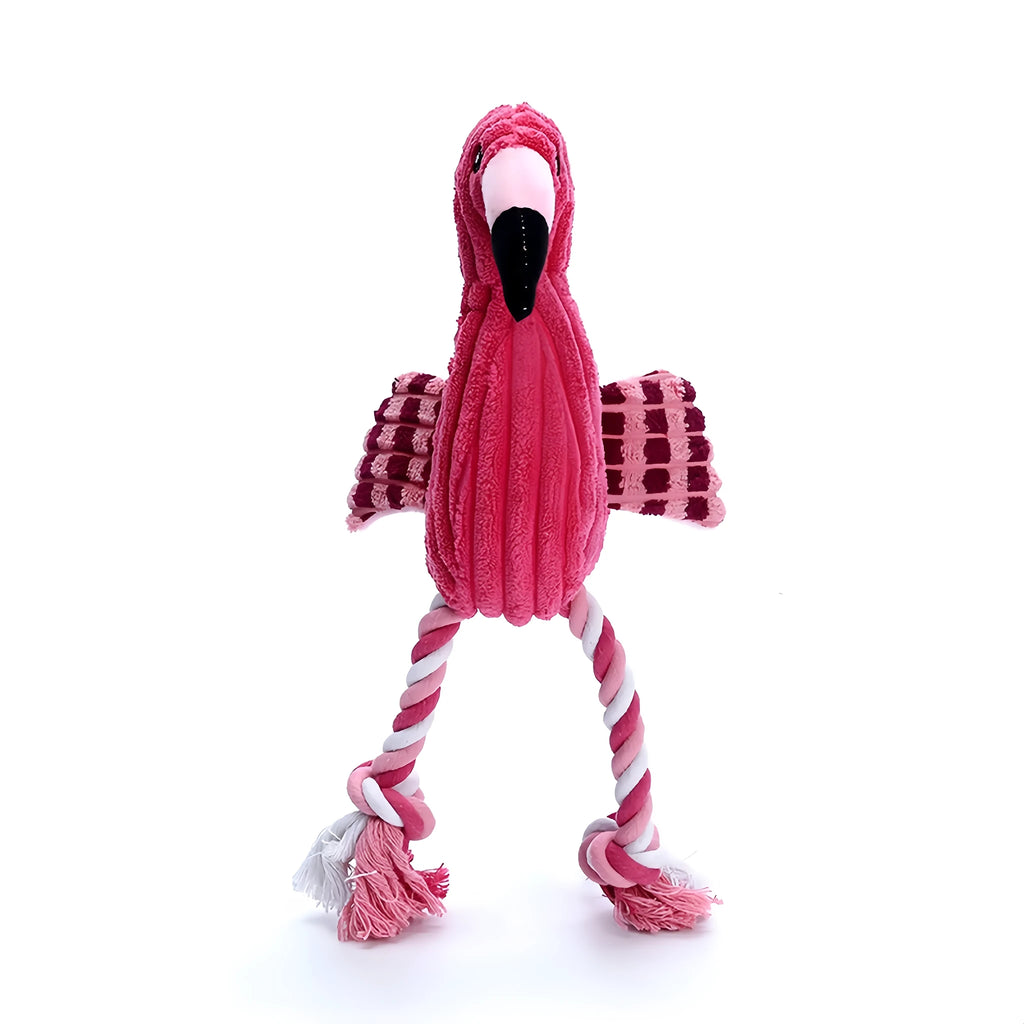 Pink corduroy animal-shaped squeaky dog toys for small and large breeds