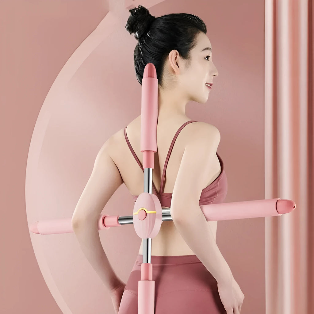 Children's adjustable posture correction stick in pink colour with TPE and PP construction