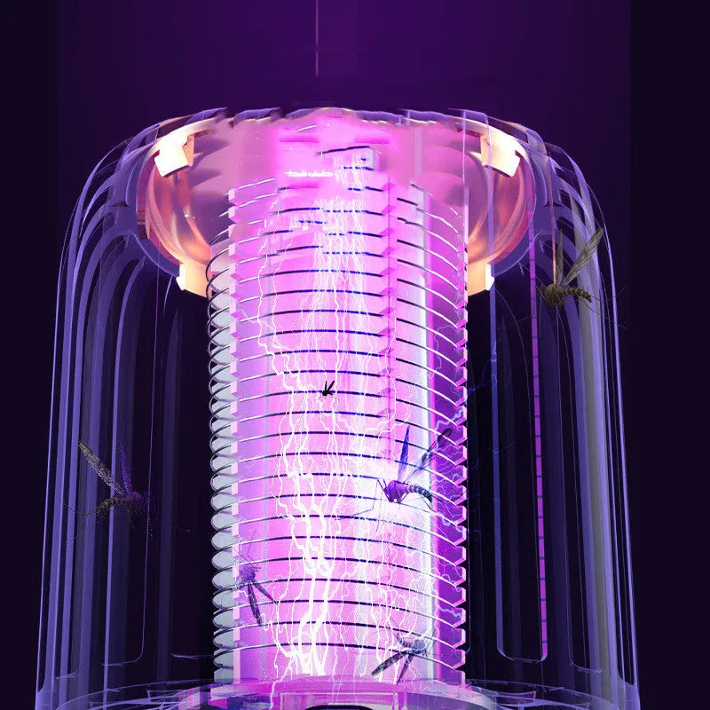 Silent electric shock suction mosquito killer lamp in white plastic with USB charging cable
