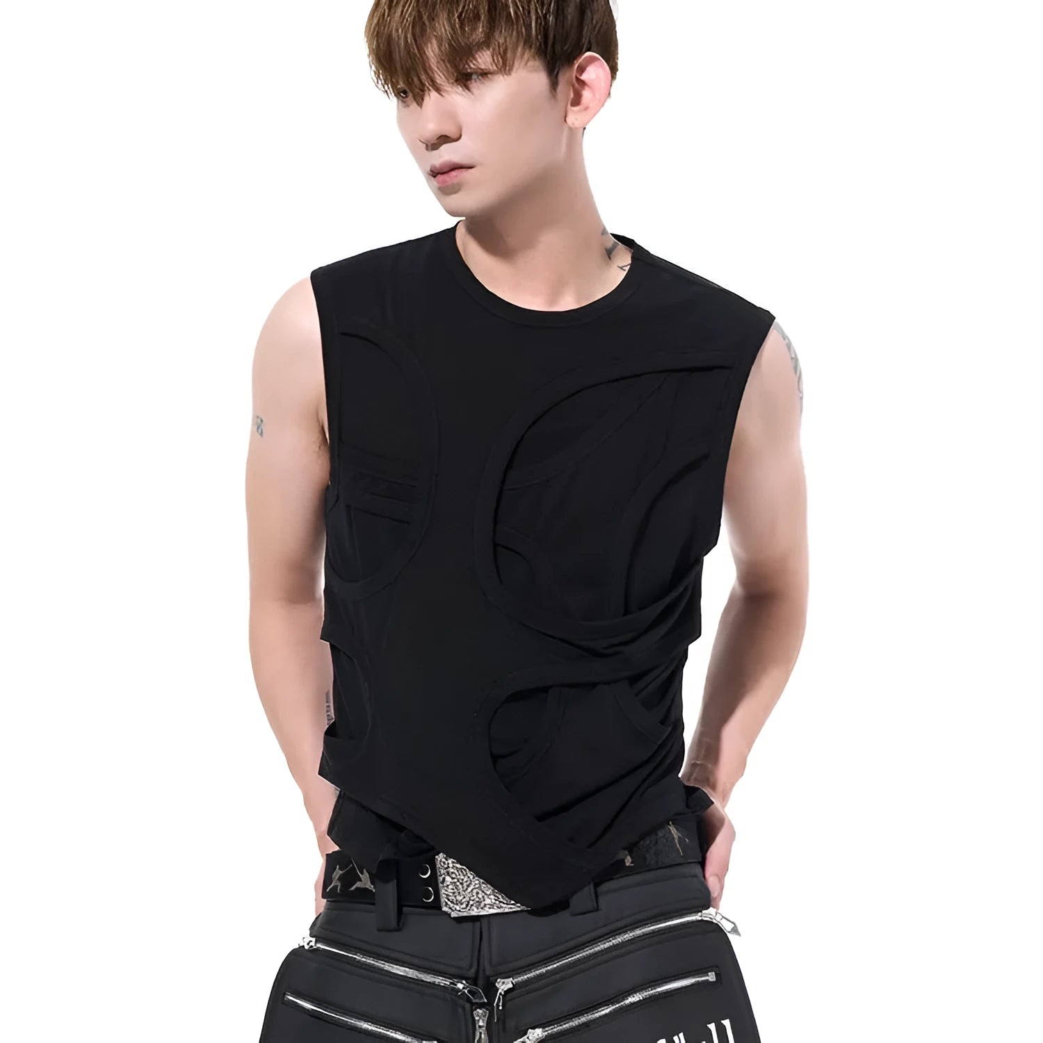 Men's solid colour lyocell summer vest with round neck tank top design