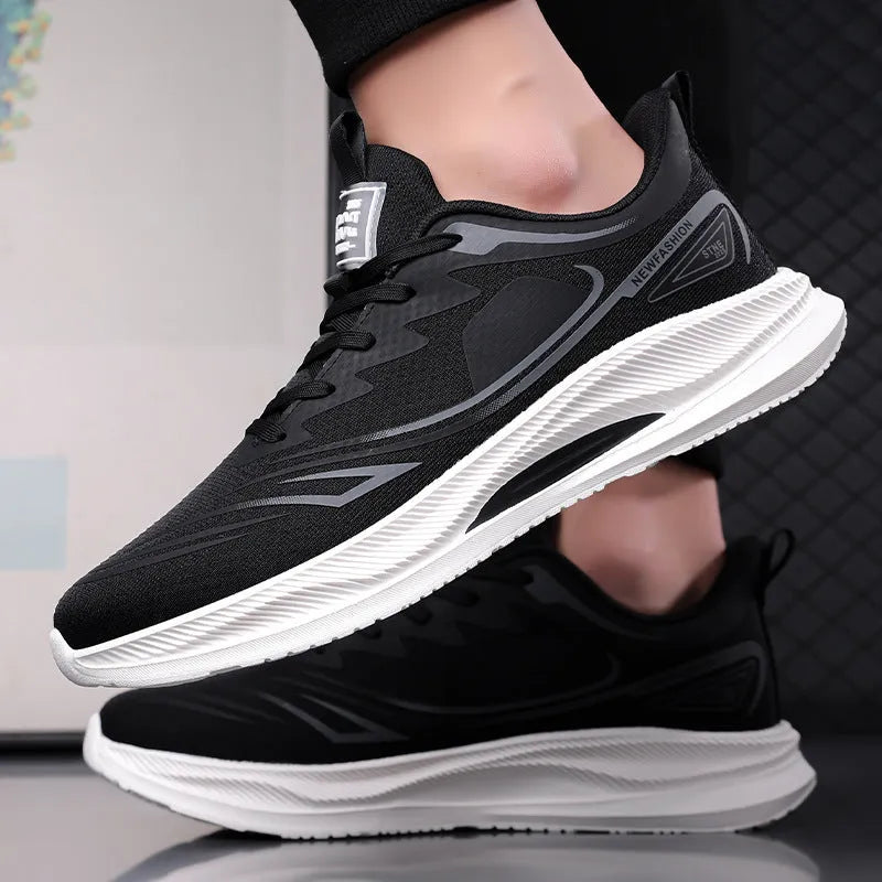 Men's low-top casual shoes in gray-green with mesh upper and rubber sole