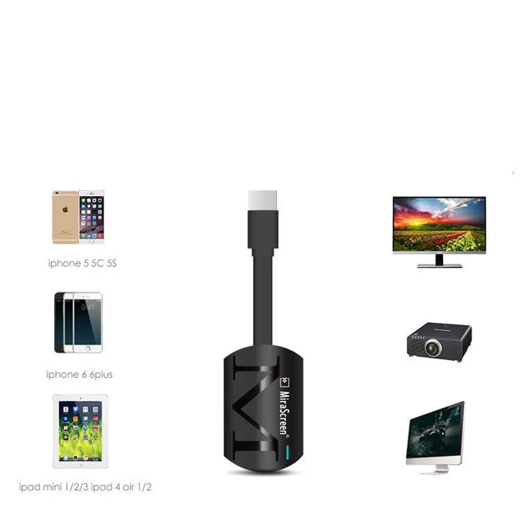 Black USB HDMI smartphone television adaptor dongle measuring 52mm by 26mm