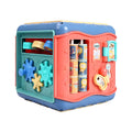 Montessori hexahedron educational toy cube with six different games including bead maze and clock face