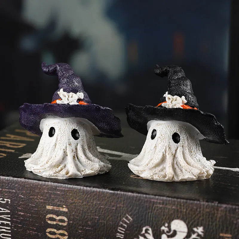Kids' black and purple resin wizard hat ornaments for Halloween and festive decorations