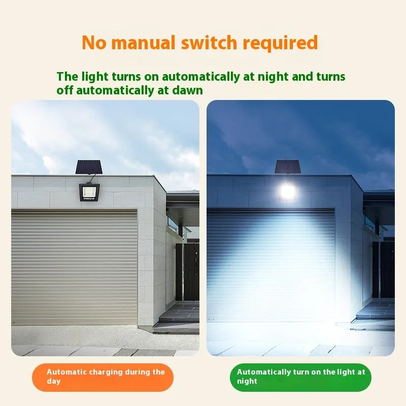 Outdoor solar courtyard light with IP65 waterproof rating showing solar panel and LED illumination