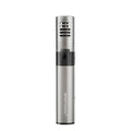 Silver grey metal aluminium tube USB rechargeable nose hair trimmer on clean background