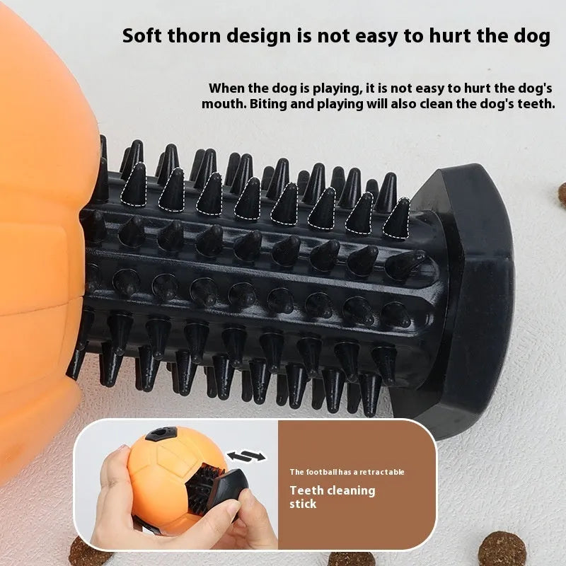 Orange and white TPR dog ball toy with textured teeth cleaning surface