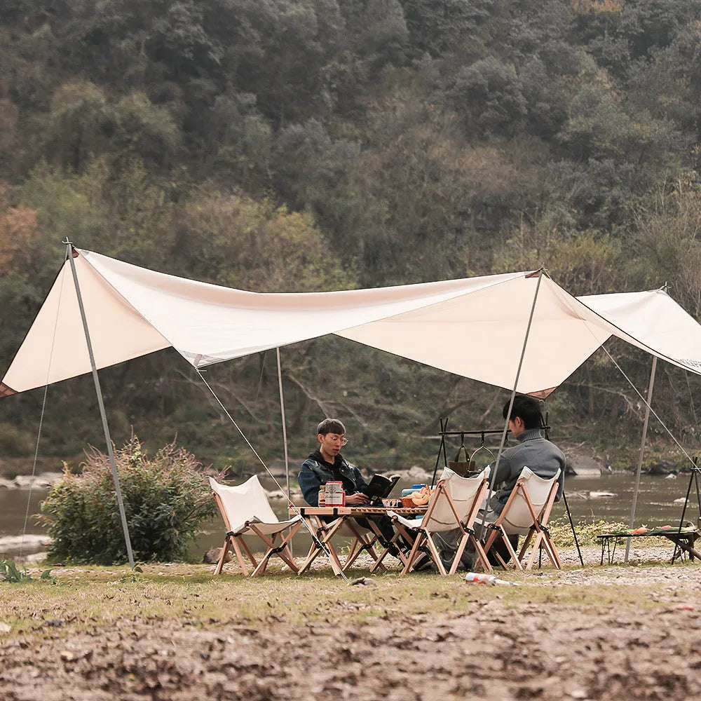 Aluminium alloy foldable camping drying rack with triangle frame and multiple hooks