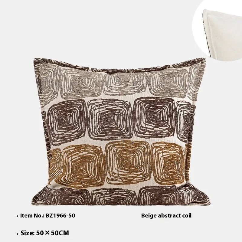 Cream and coffee coloured abstract coil pattern cushion cover in square and rectangular sizes