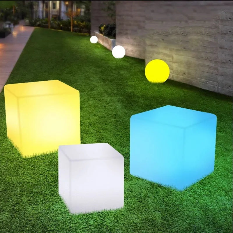 Waterproof LED cube stool light with modern design in various sizes