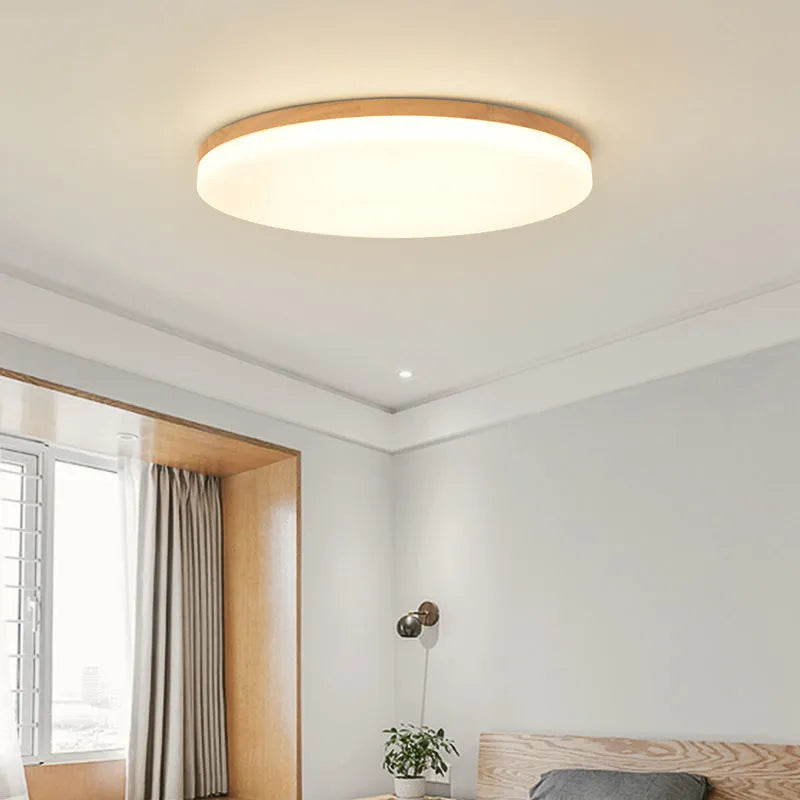 Japanese minimalist wooden and acrylic LED ceiling light in three size options