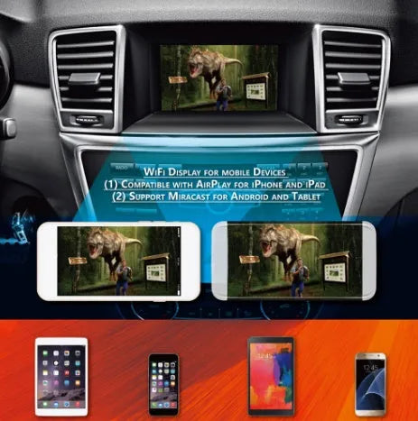 Black Car Mirror Link Box Wi-Fi converter with antenna and cables for smartphone screen mirroring