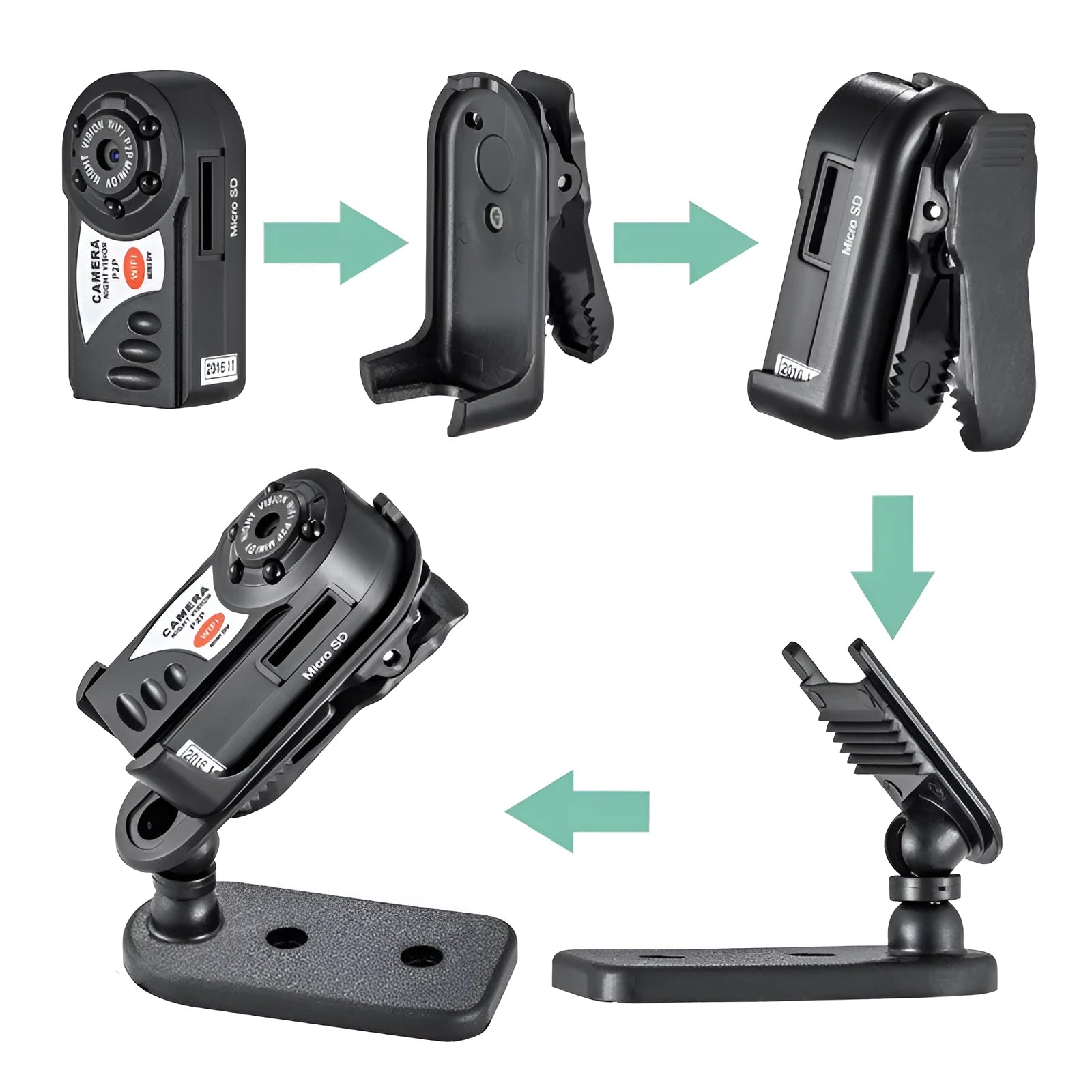 Black wireless Wifi remote camera with LCD screen and optical zoom lens