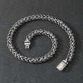 Men's antique silver keel chain necklace with large hemp flowers geometric design