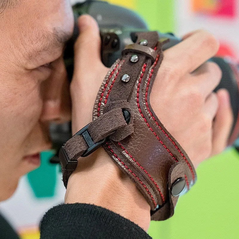 WDS-Snapshot Leather Camera Wristband for SLR micro single cameras Black Brown