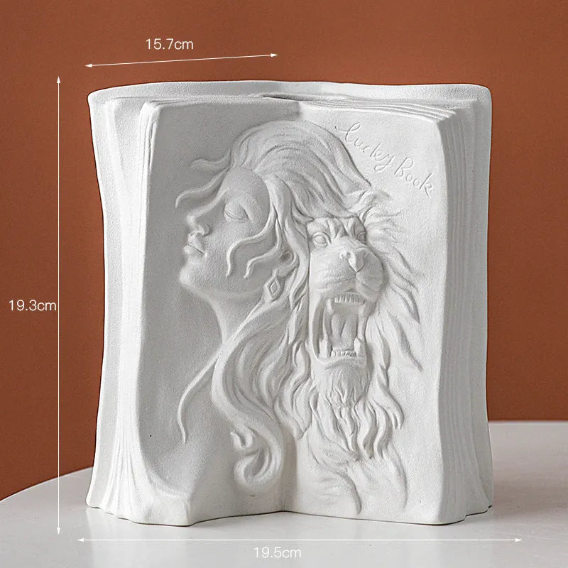 Ceramic book stand in modern style with glazed finish, shown in one of four colour designs