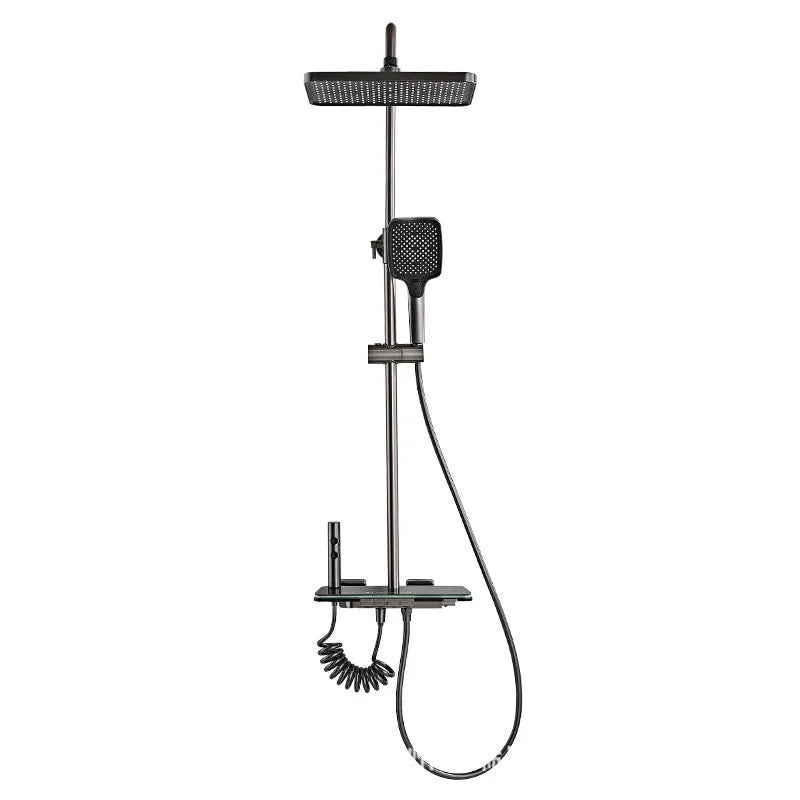 Aluminium digital display shower head set with concealed installation and temperature control