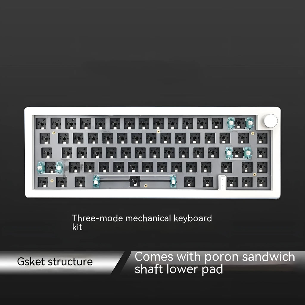 DIY hot plug RGB mechanical keyboard kit components showing PCB, case, and USB cable.