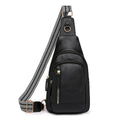 Women's soft PU leather chest messenger bag with zip compartments in beige colour