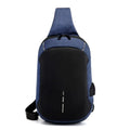 Oxford cloth waterproof chest bag in dark blue with zipper opening and adjustable strap