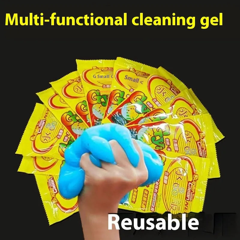 Car window gap cleaning gadget with 70g soft glue gel for dust removal from air vents and dashboard crevices