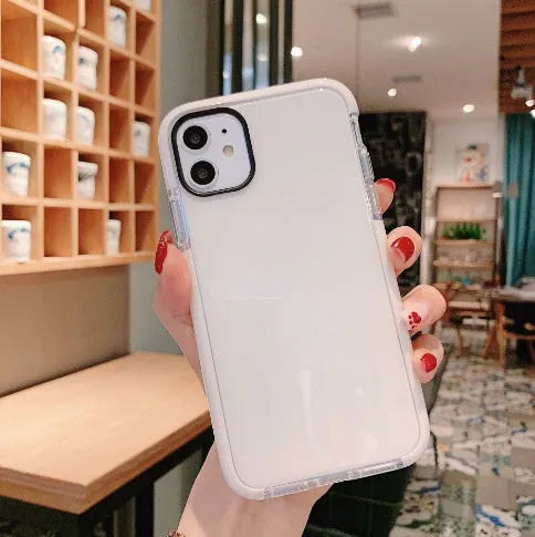 Two-colour TPU soft phone case with clear back and coloured edge for Apple iPhone
